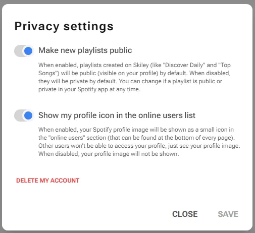 New privacy settings
